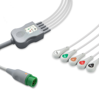 Compatible 3-lead ECG Leadwire with Grabber/Pinch end Molded 0.9m AHA