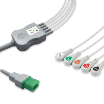 Compatible 5-lead ECG Leadwire with Snap end Molded 0.9m AHA