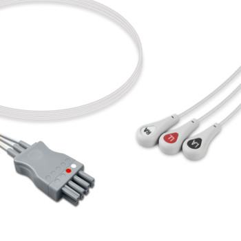 Compatible 3-lead ECG Leadwire with Snap end Molded 0.9m AHA